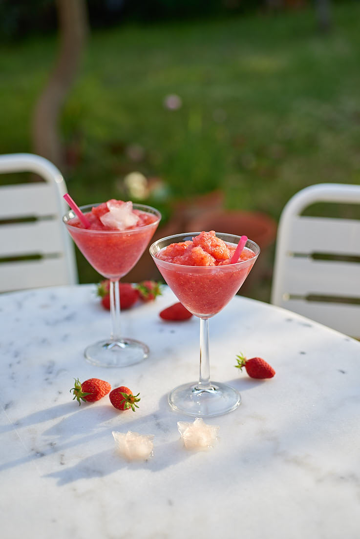 stylisme et photo culinaire Frozé fraises