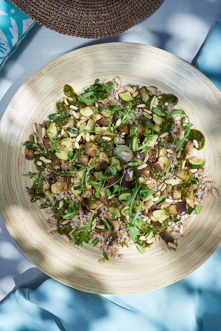 photo recette et stylisme culinaire salade de sarrasin légumes grillés