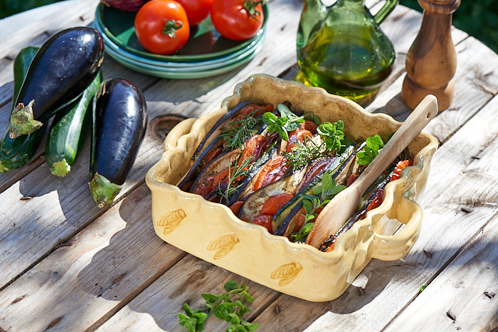 Photo culinaire de tian de légumes provençal pour les Jardins Arômes et Saveurs